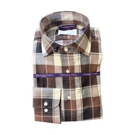 Spread Collar Sport Shirt by Seaward & Stearn. (Brown Plaid)
