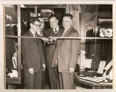 ribbon cutting ceremony at Cable Car Clothiers opening in 1946 in downtown San Francisco