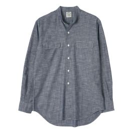 Vintage Ivy Band Collar - Dark Chambray by Kamakura Shirts.