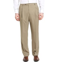 Tropical Wool Trouser - Pleated by Berle. (tan)