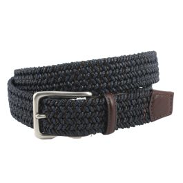 Braided Cotton/Leather Belt – Navy/Brown by Torino Leather.