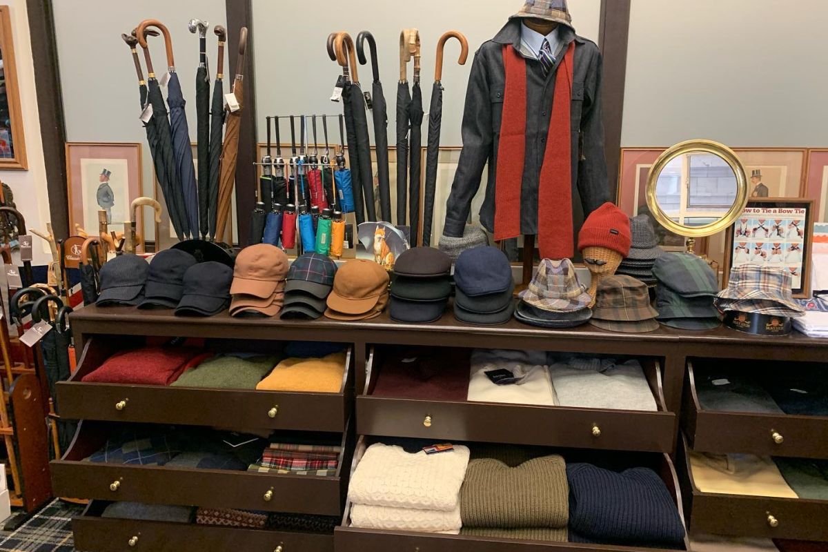 mens crushable hats, cozy sweaters, umbrellas and more