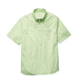 Popover Shirt - Stripe by Gitman. Breathable Popover Shirt by Gitman (Green Striped)
