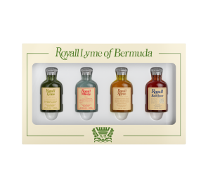 Mini Collection - Heritage by Royal Lyme of Bermuda. Four 10ml bottles: Royall Lyme, Royall Muske, Royall Spyce, and Royall BayRhum 57. Made in the USA.