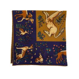 Wool/Silk Pocket Square - Antique Dogs by Cable Car Clothiers.