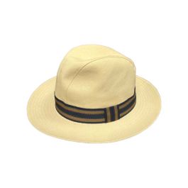 Monaco Boss Trilby by Signes. 100% Calico Cotton. Fully Lined. Distinctive Duo-Tone Grosgrain Ribbon Hat Band. Handmade in Spain