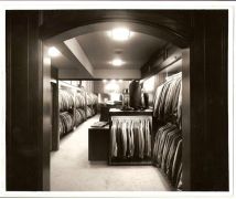 interior view of racks of suits at Cable Car Clothiers in downtown San Francisco