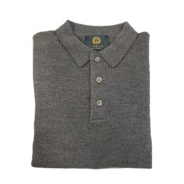 Merino Polo Sweater – Charcoal by Viyella.