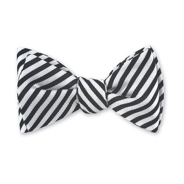 Sherman Stripes Bow Tie – White/Black
