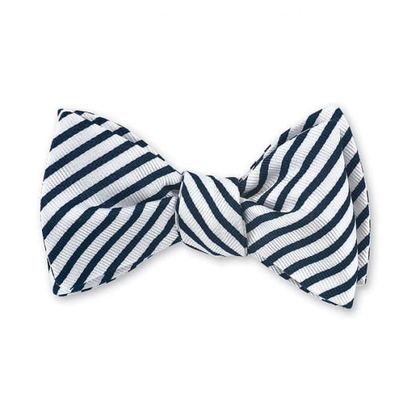 Sherman Stripes Bow Tie – White/Navy