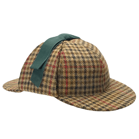 Sherlock Holmes Tweed Deerstalker hat with Two Peaks and Ear Flaps