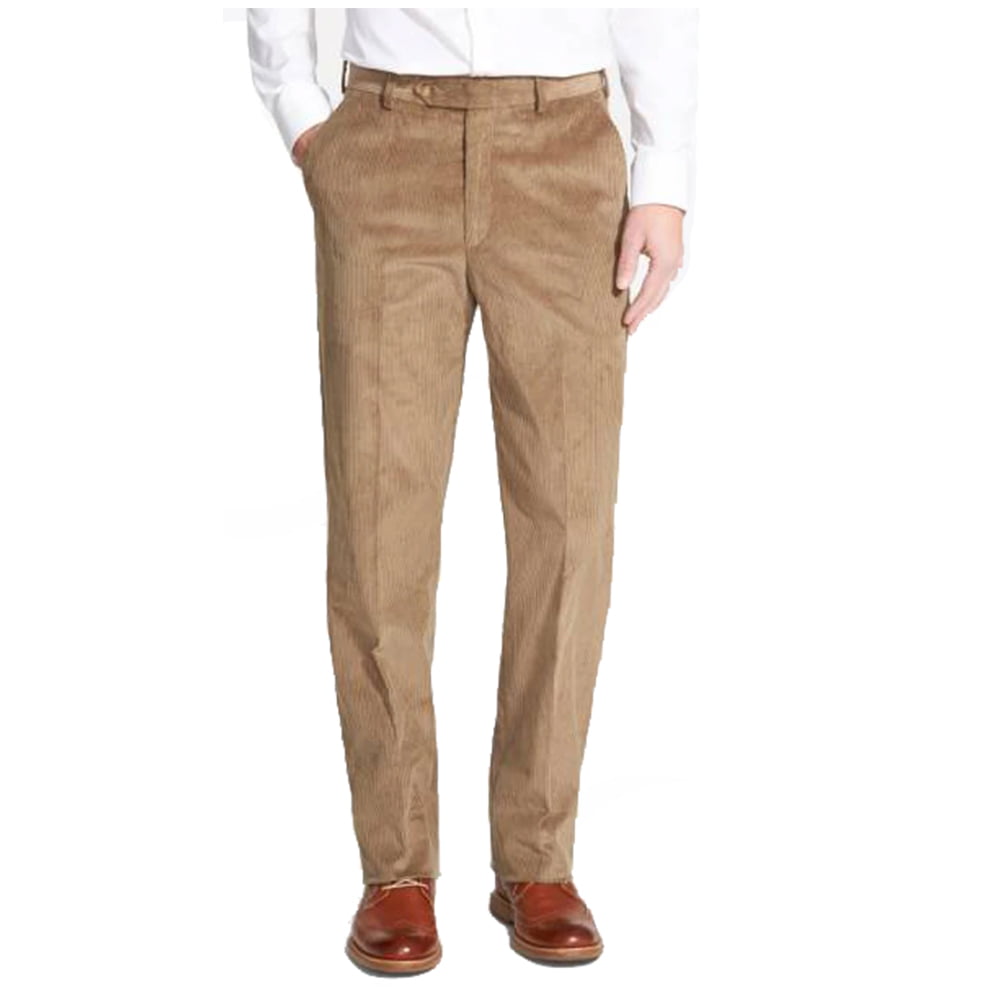 PG Casual Mens Brown Corduroy Flat Front Straight Leg Dress Pants Size 32 x 32 