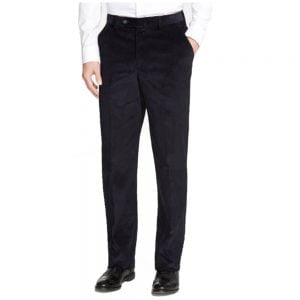 Italian Corduroy Trousers – Flat Front by Berle. (navy)