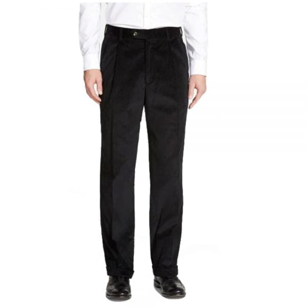 Corduroy Trousers - Pleated by Berle (black)