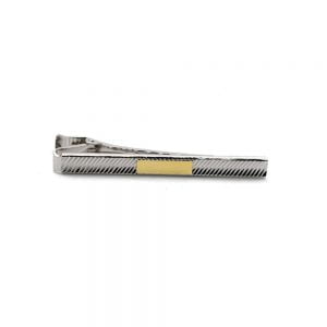 two tone lined tie clip
