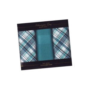 Cotton Handkerchiefs - Teal Plaid Collection.