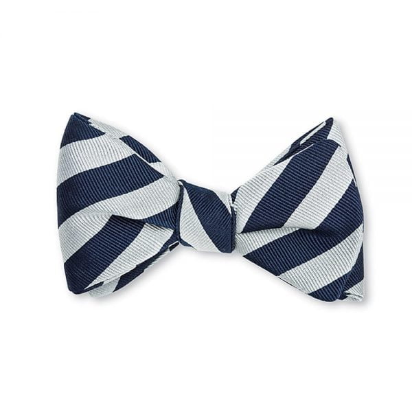 Bar Stripes Bow Tie – White/Navy
