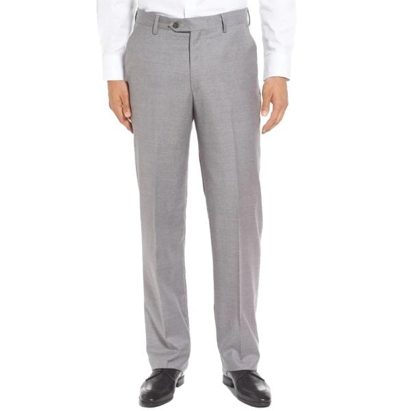 Super 130 Worsted Trouser - Flat Front by Berle. (ltgrey)