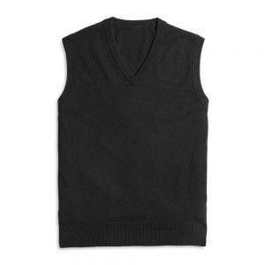 Lambswool V-Neck Slipover - Black by Scott & Charters for Cable Car Clothiers.