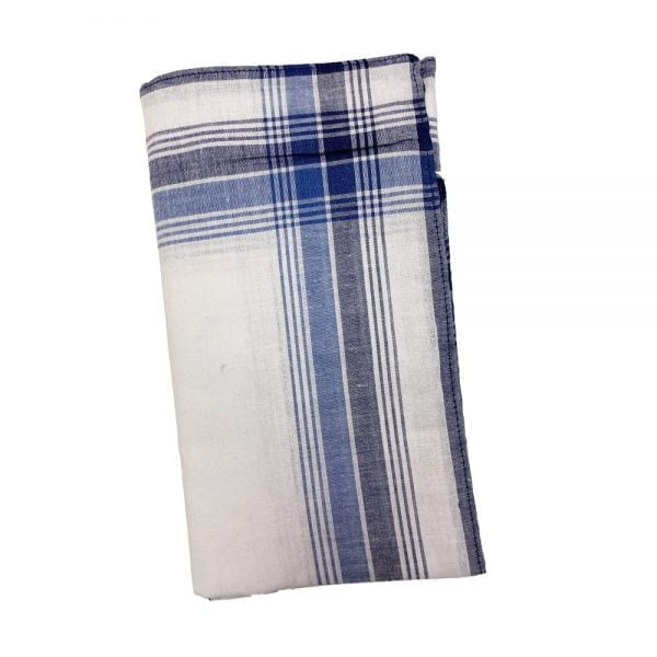 Cotton Handkerchiefs - Blue Woven Border.