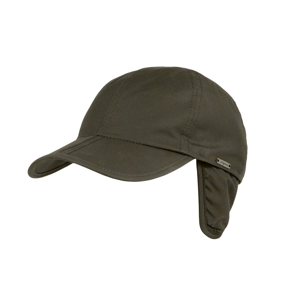 Waxed Baseball Cap - Earflaps Olive by Wigens