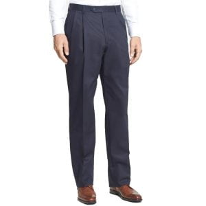 100% Cotton Performance Khakis – Pleated by Berle. (navy)