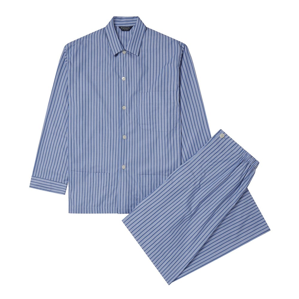 Cotton Pajamas - Blue Striped by Bonsoir