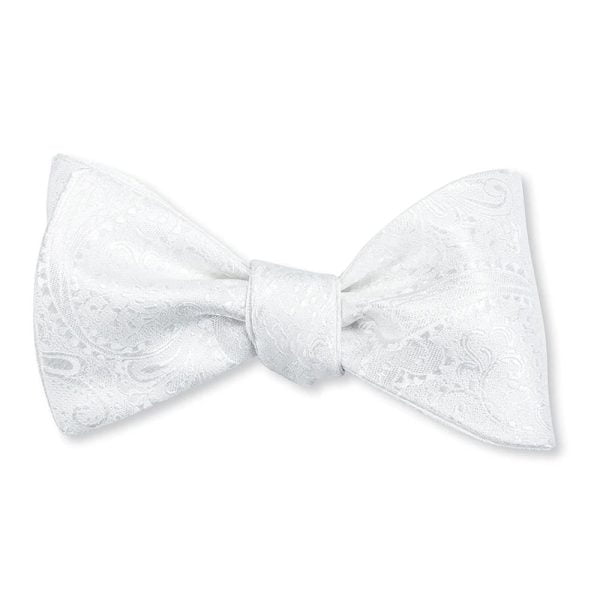 Paisley Bow Tie – White