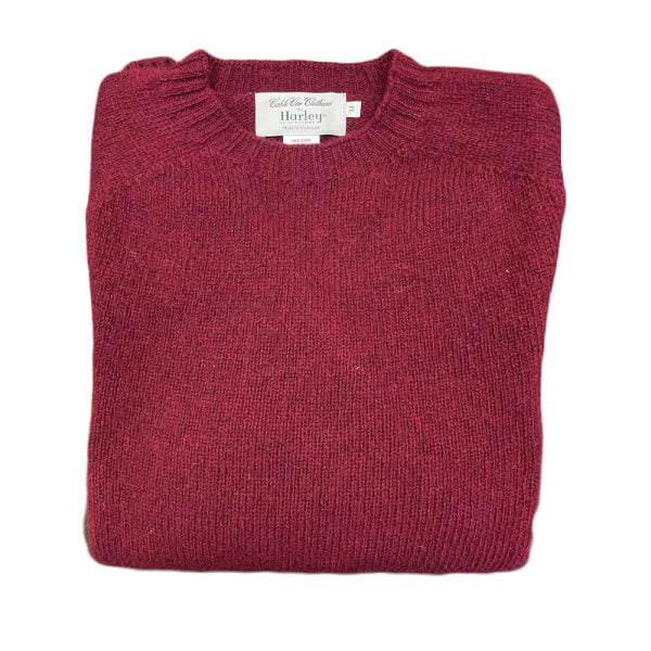 Shetland Crewneck Sweater - Bordeaux Mix by Harley of Scotland