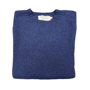 Shetland Crewneck Sweater – Star Blue by Harley of Scotland