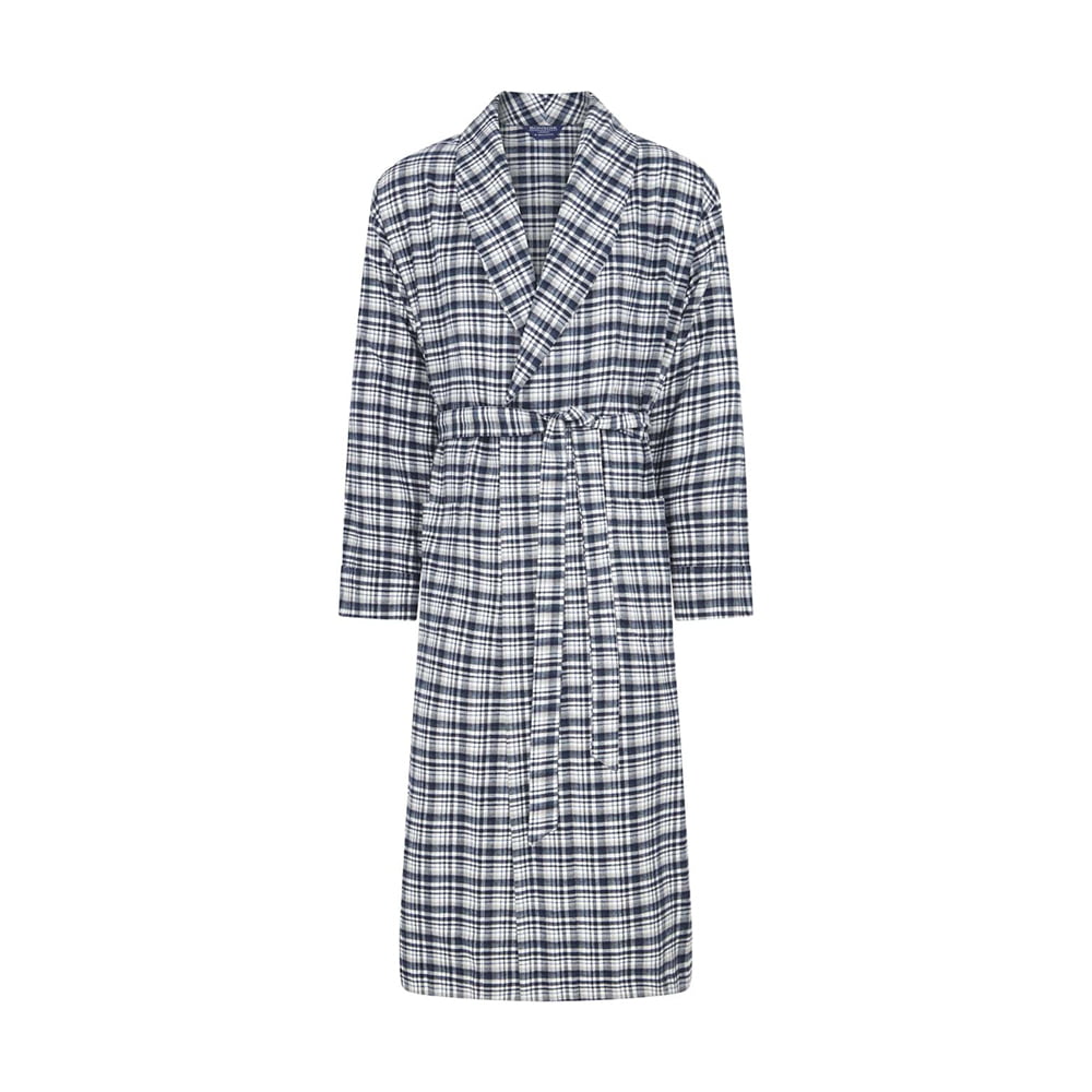 Brushed Cotton Robe – Gray Plaid by Bonsoir