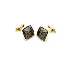 Brown/Gold Etched Cufflinks from Cable Car Clothiers.