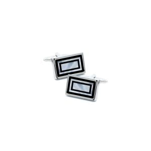 Mother of Pearl & Onyx Rectangle Cufflinks from Cable Car Clothiers.