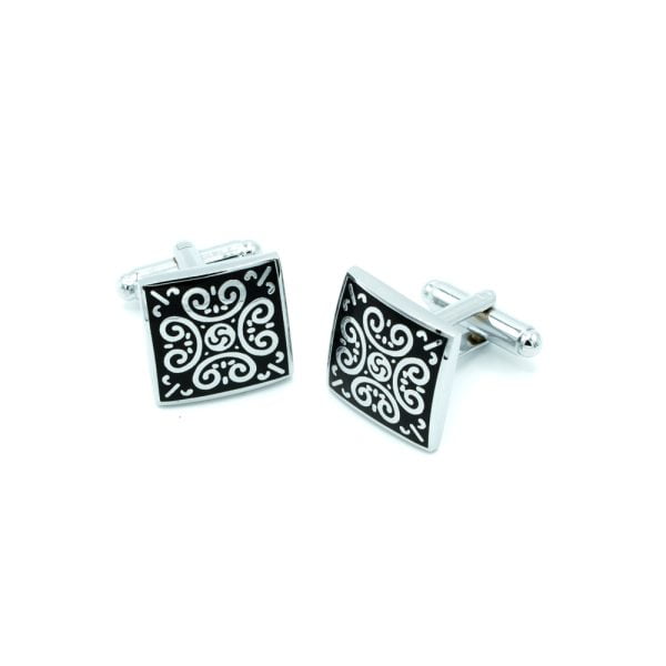 Black/Silver Scroll Cufflinks from Cable Car Clothiers.