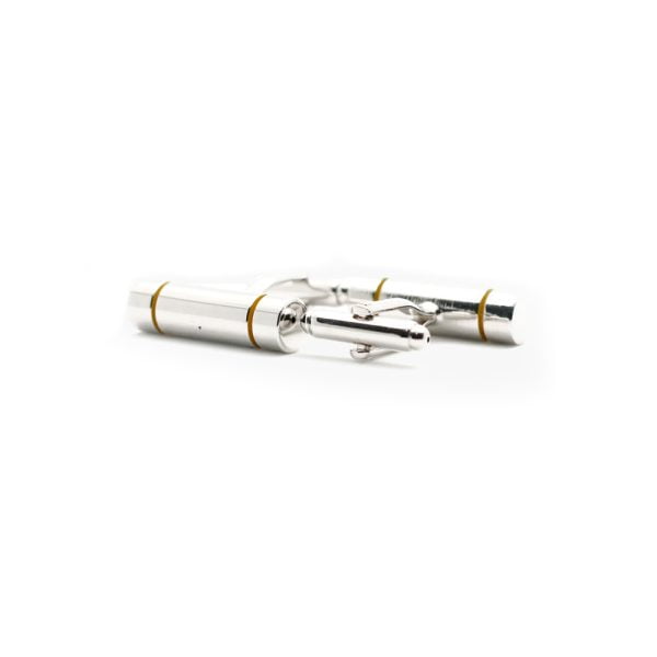 Silver/Gold Barrel Cufflinks from Cable Car Clothiers