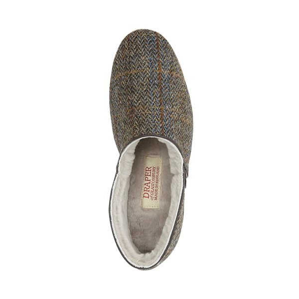 Harris Tweed Slippers – Earth by Draper of Glastonbury Lining