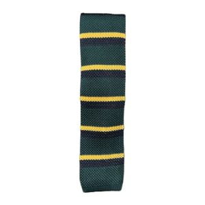 Silk Knit Necktie – Green/Yellow/Navy