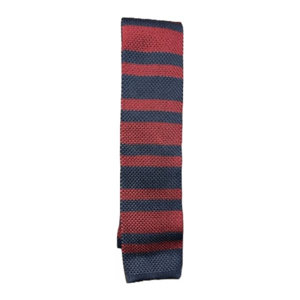 Silk Knit Necktie – Burgundy/Navy made exclusively for Cable Car Clothiers