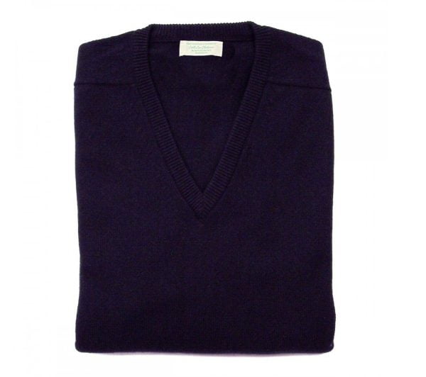 Scottish Lambswool Sweater – Black by Scott & Charters Cashmere for Cable Car Clothiers.