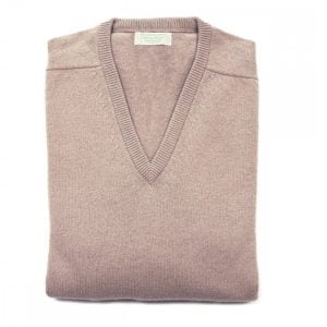 Scottish Lambswool Sweater – Mushroom by Scott & Charters Cashmere for Cable Car Clothiers.