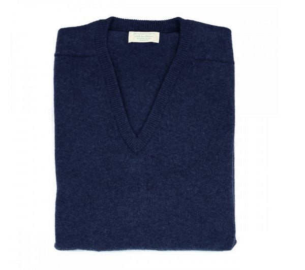 Scottish Lambswool Sweater – Navy by Scott & Charters Cashmere for Cable Car Clothiers.