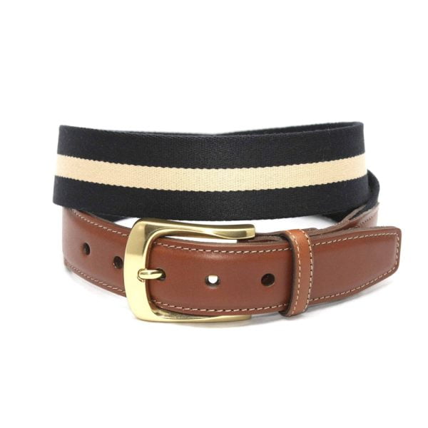 Surcingle European Belt - Navy/Camel by Torino Leather.