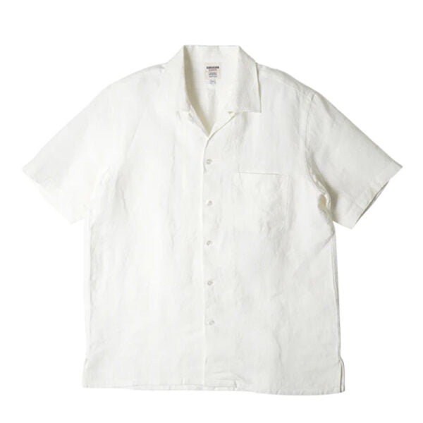 Shonan Open Collar Linen Shirt - White by Kamakura Shirts.