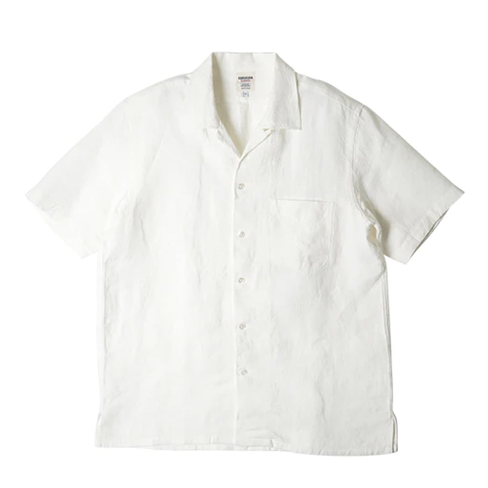 Shonan Open Collar Linen Shirt - White