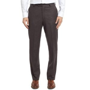 Super 100s Flannel Trouser – Flat Front by Berle. (brown)