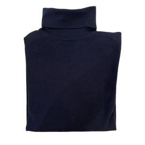 Merino Wool Pullover with Roll Collar - Navy by Scott & Charters for Cable Car Clothiers.