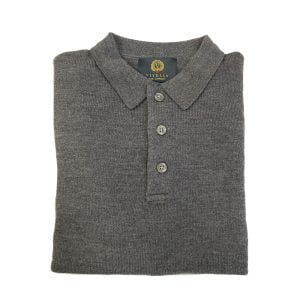 Merino Polo Sweater – Charcoal by Viyella.