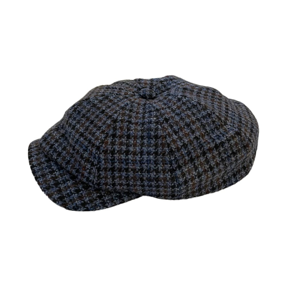 Classic Shetland Newsboy Cap – Blue Check