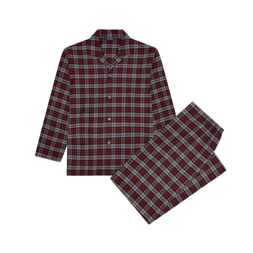 Brushed Cotton Pajamas Burgundy Tartan