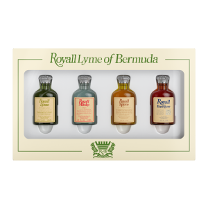 Mini Collection - Heritage by Royal Lyme of Bermuda. Four 10ml bottles: Royall Lyme, Royall Muske, Royall Spyce, and Royall BayRhum 57. Made in the USA.